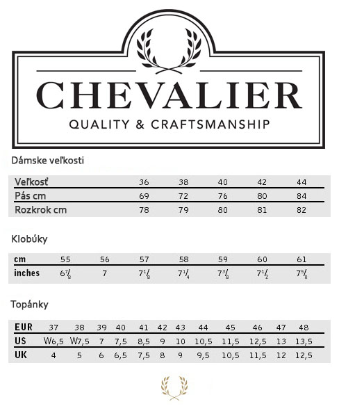 Tabuľka veľkostí CHEVALIER-ženy