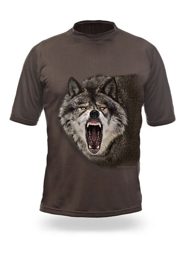 Pánske hnedé tričko, krátky rukáv Gamewear Wolf "Vlk"