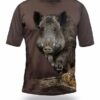 Pánske 3D hnedé tričko, krátky rukáv Gamewear Wild Boar "Diviak"