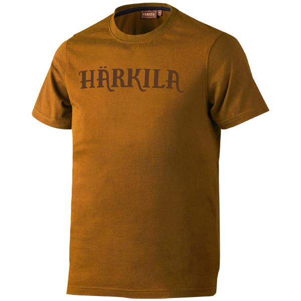 Pánske bavlnené tričko s logom Härkila, okrové