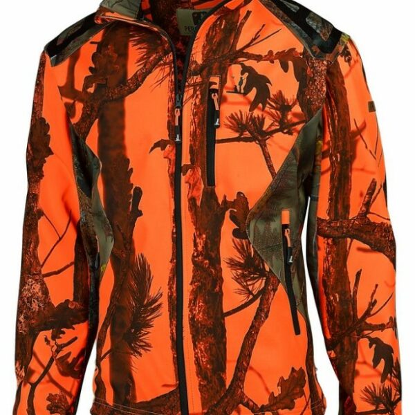 Maskovacia softshellová bunda s vysokým golierom a kapucňou PERCUSSION Softshell GhostCamo